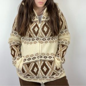 TUNDRA PATTERNED WOOL ZIP UP SWEATER